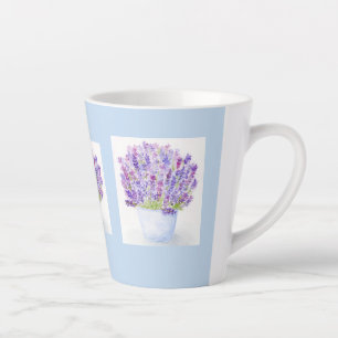 Handpainted Loose Watercolor Lavender Floral Latte Mug