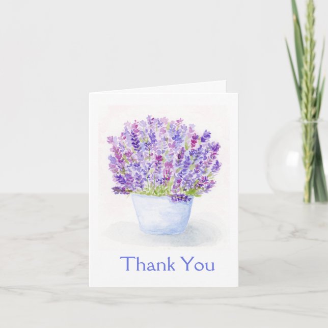 Handpainted Loose Watercolor Lavender Floral  Note Card (Front)