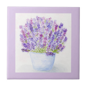 Handpainted Loose Watercolor Lavender Floral Tile
