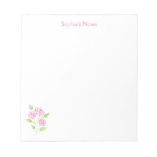 Handpainted Loose Watercolor Rose Floral Notepad