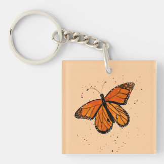 Handpainted Monarch Butterfly in Watercolor Key Ring
