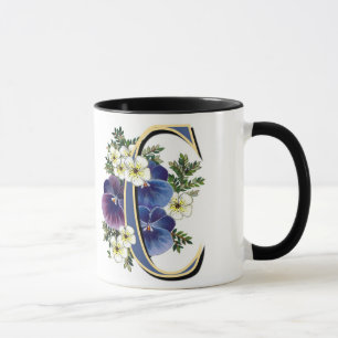 Handpainted Pansy IInitial - C Mug