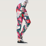 Handpainted Pink Red Cosmos Flowers Pattern Fun Leggings<br><div class="desc">Kick back in these super fun leggings featuring a pattern of Pink red and white Cosmos flowers. Perfect for a special event,  workout at the gym,  garden party or festival.</div>