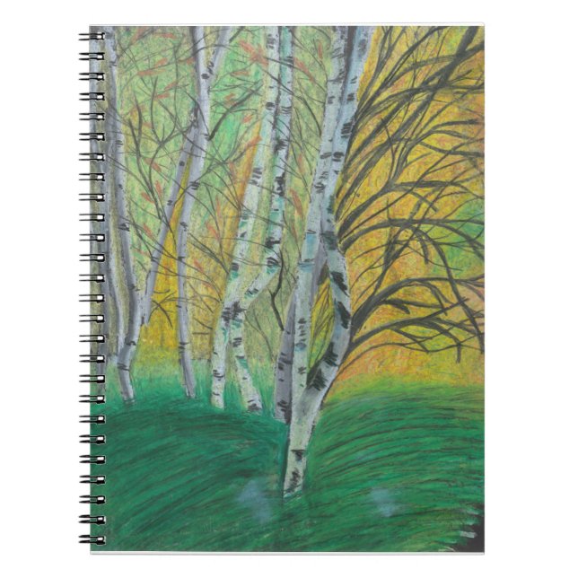 Handpainted print Birch Trees Notebook (Front)