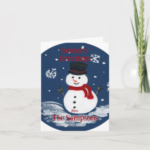 Handpainted Snowman Greeting PERSONALIZE Note Card