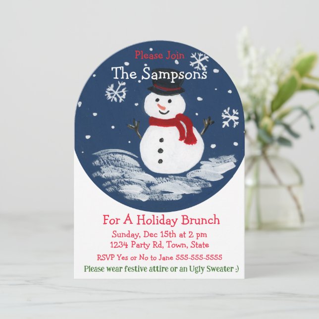 Handpainted Snowman PERSONALIZE Arch Invitation (Standing Front)