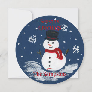 Handpainted Snowman PERSONALIZE Round
