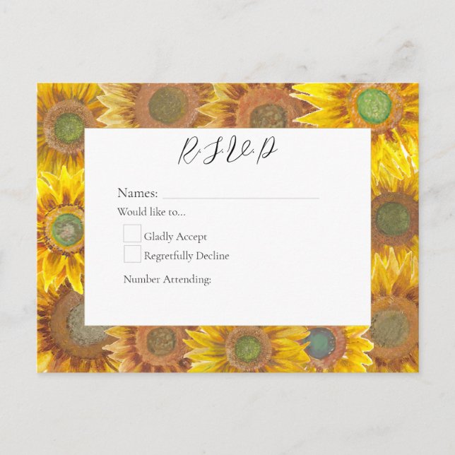 Handpainted Sunflowers R.S.V.P Postcard (Front)