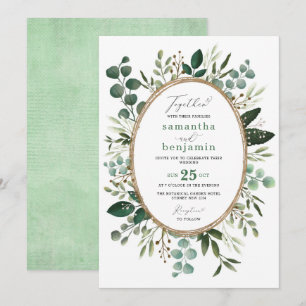Handpainted Watercolor Botanical Greenery Wedding Invitation