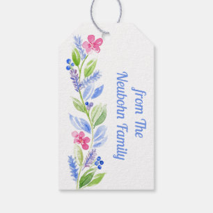Handpainted Watercolor Floral Garland Gift Tag