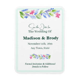 Handpainted Watercolor Floral SAVE THE Date  Magnet