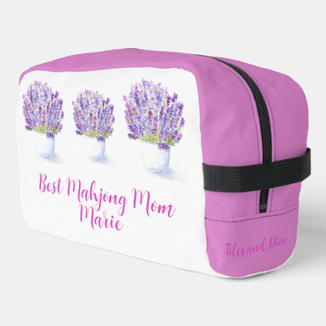 Handpainted Watercolor Lavender Floral MOM Zip Bag (Left Corner)