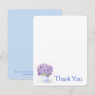Handpainted Watercolor Lavender Floral THANK YOU Card