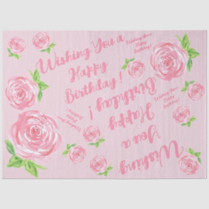 Handpainted Watercolor Rose HAPPY BIRTHDAY gift Tissue Paper