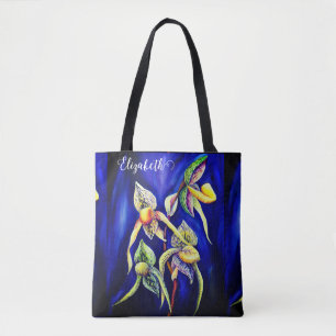 Handpainted Watercolor Tropical Exotic Orchids Tote Bag