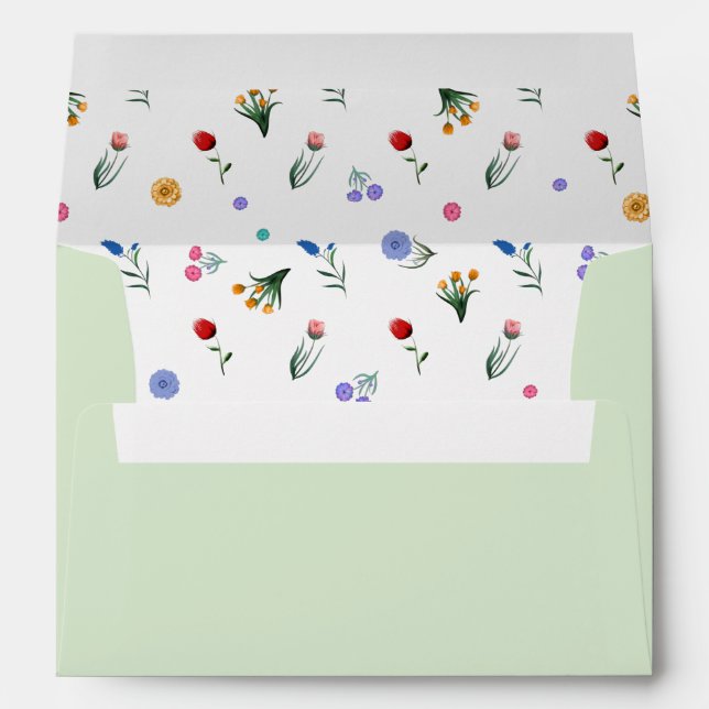 Handpainted Watercolor Wildflower Garden Envelope (Back (Bottom))