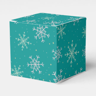 Handpainted White & Aqua Snowflakes on Teal Favour Box