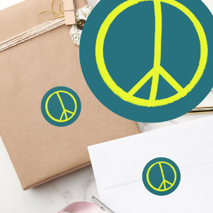 Handpainted Yellow Peace Sign Sticker 