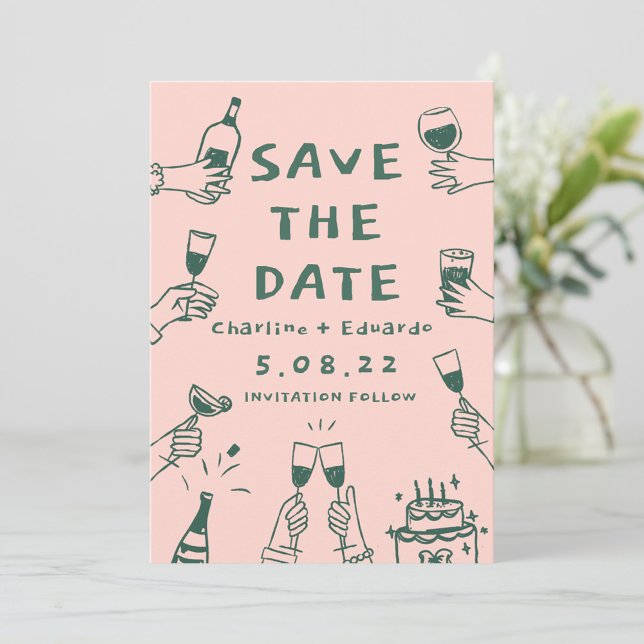 Handpainting Funky Retro Contemporary  Save The Date (Creator Uploaded)