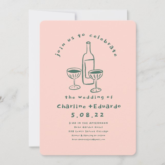 Handpainting Retro  Contemporary Art Wedding  Invitation (Front)