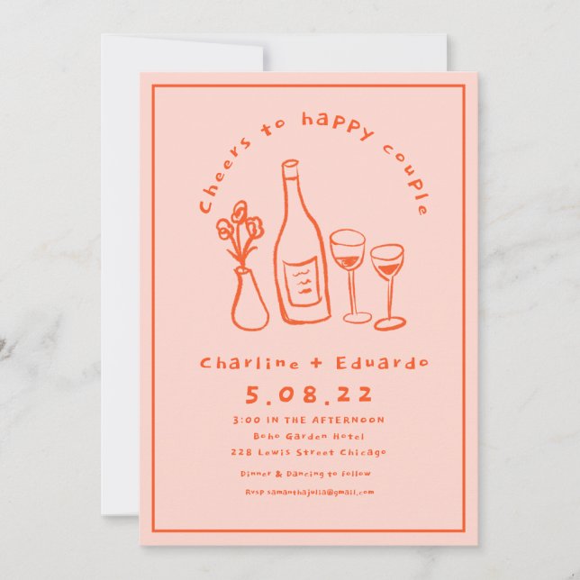 Handpainting Retro  Contemporary Art Wedding  Invitation (Front)