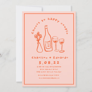 Handpainting Retro Contemporary Art Wedding Invitation