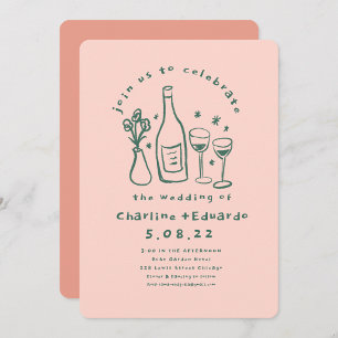 Handpainting Retro  Contemporary Art Wedding  Invitation