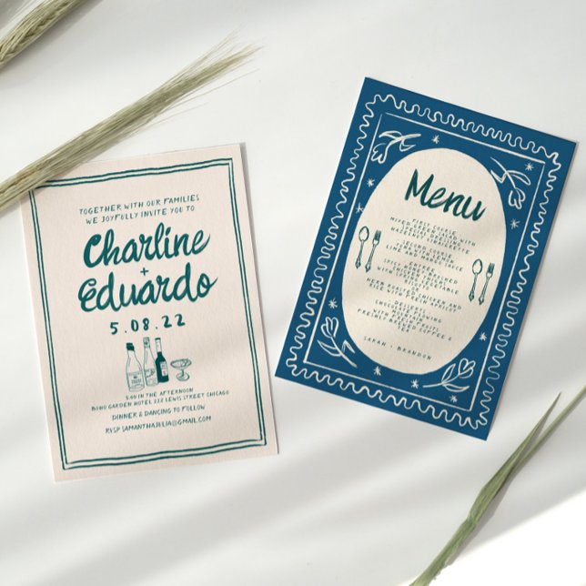 Handpainting Retro Contemporary Art Wedding  Invitation (Creator Uploaded)