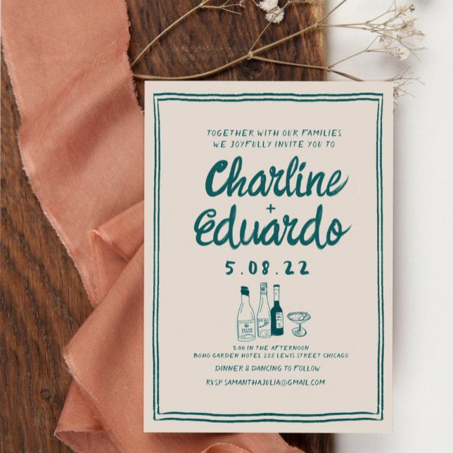 Handpainting Retro Contemporary Art Wedding  Invitation (Creator Uploaded)