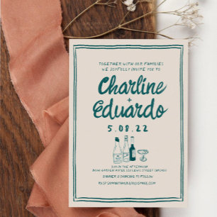 Handpainting Retro Contemporary Art Wedding  Invitation