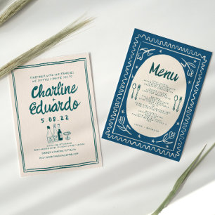 Handpainting Retro Contemporary Art Wedding Invitation