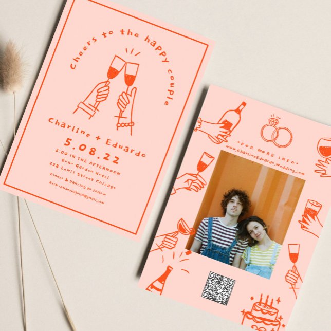 Handpainting Retro  Contemporary Art Wedding  Invitation (Creator Uploaded)