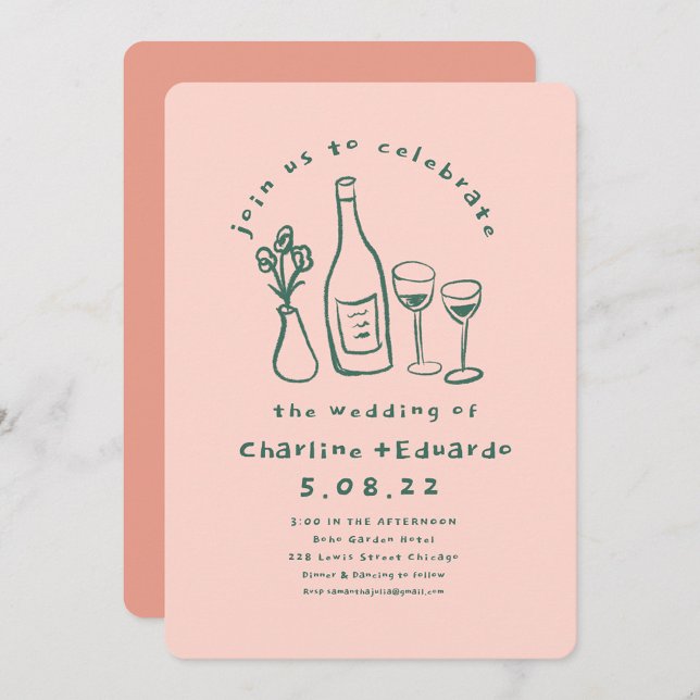 Handpainting Retro  Contemporary Art Wedding  Invitation (Creator Uploaded)