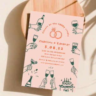 Handpainting Retro  Contemporary Art Wedding   Invitation