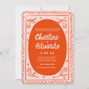 Handpainting Retro Contemporary Art Wedding Invitation