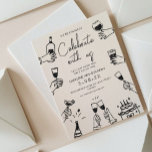 Handpainting Retro Contemporary Engagement Invitation<br><div class="desc">Retro Retro Handrawing Handwriting Engagement invitation</div>