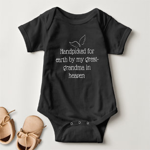 Handpicked For Earth By My Great Grandma Black Baby Bodysuit