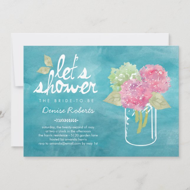 Handpicked Hydrangeas Bridal Shower Invitation (Front)