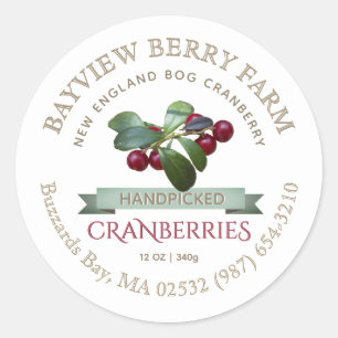 Handpicked Local Cranberry Label Gold on White