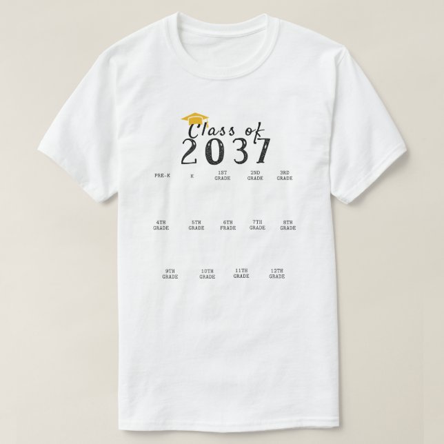 Handprint Graduation Class of 2037 Grow With Me T-Shirt (Design Front)