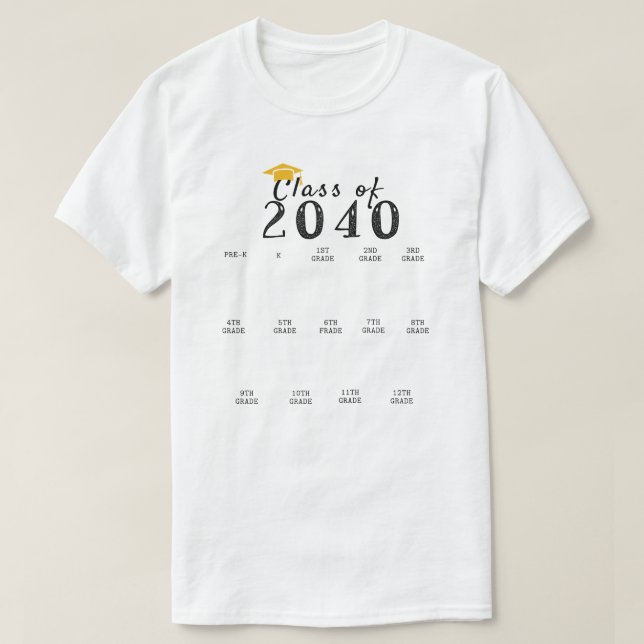 Handprint Graduation Class of 2040 Grow With Me T-Shirt (Design Front)