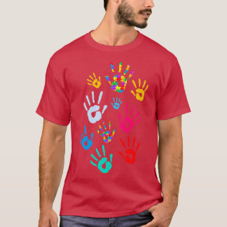 Handprint Kids Autism Awareness Puzzle Family Mum  T-Shirt