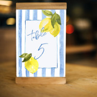 Handrawn blue stripes lemons bridal shower