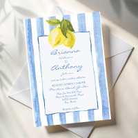 Handrawn blue stripes lemons Italian wedding