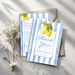 Handrawn blue stripes lemons Italian wedding Thank You Card<br><div class="desc">Handrawn blue stripes lemons Italian modern funky beach wedding thank you cards, vintage retro stripped wedding thank you cards, blue stripes and lemons wedding thank you cards, Italian wedding thank you cards, lemon wedding thank you cards, funky handrawn wedding thank you cards, summer wedding thank you cards, wedding invitation suite...</div>
