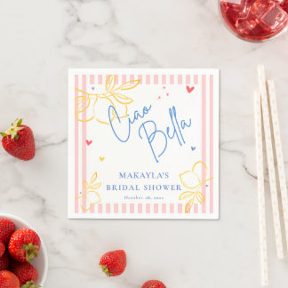 Handrawn Ciao Bella lemon Italian Bridal Shower Napkin