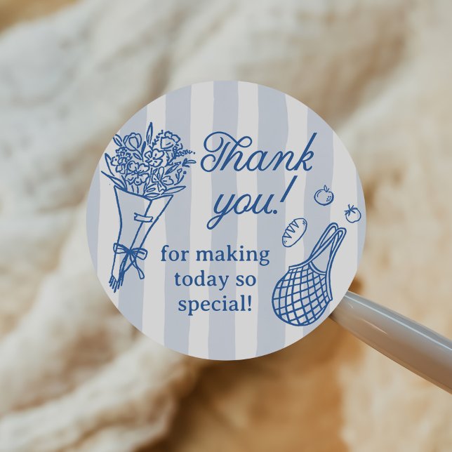 Handrawn Fresh Off the Market Bridal Shower Classic Round Sticker (Creator Uploaded)