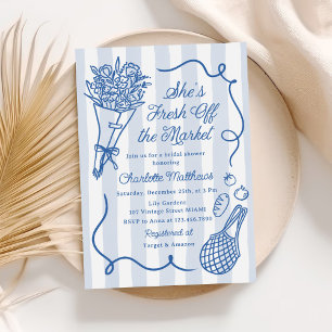 Handrawn Fresh Off the Market Bridal Shower Invitation