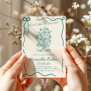 Handrawn Fresh Off the Market Bridal Shower Invite