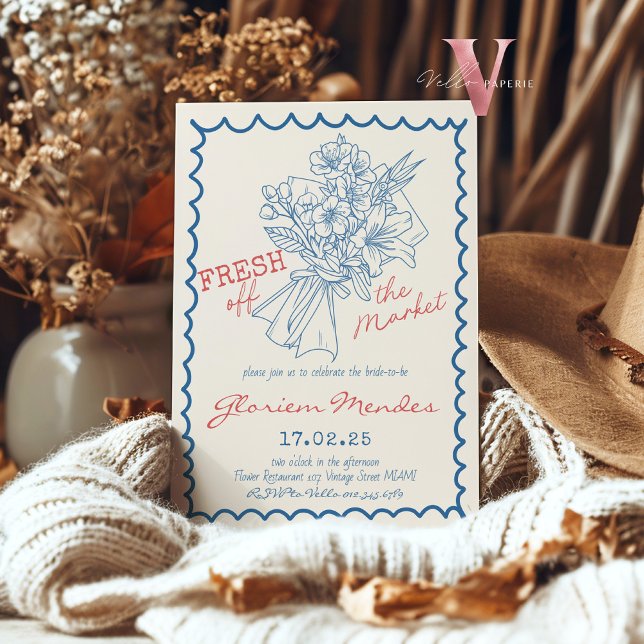 Handrawn Fresh Off the Market Bridal Shower Invite (Creator Uploaded)